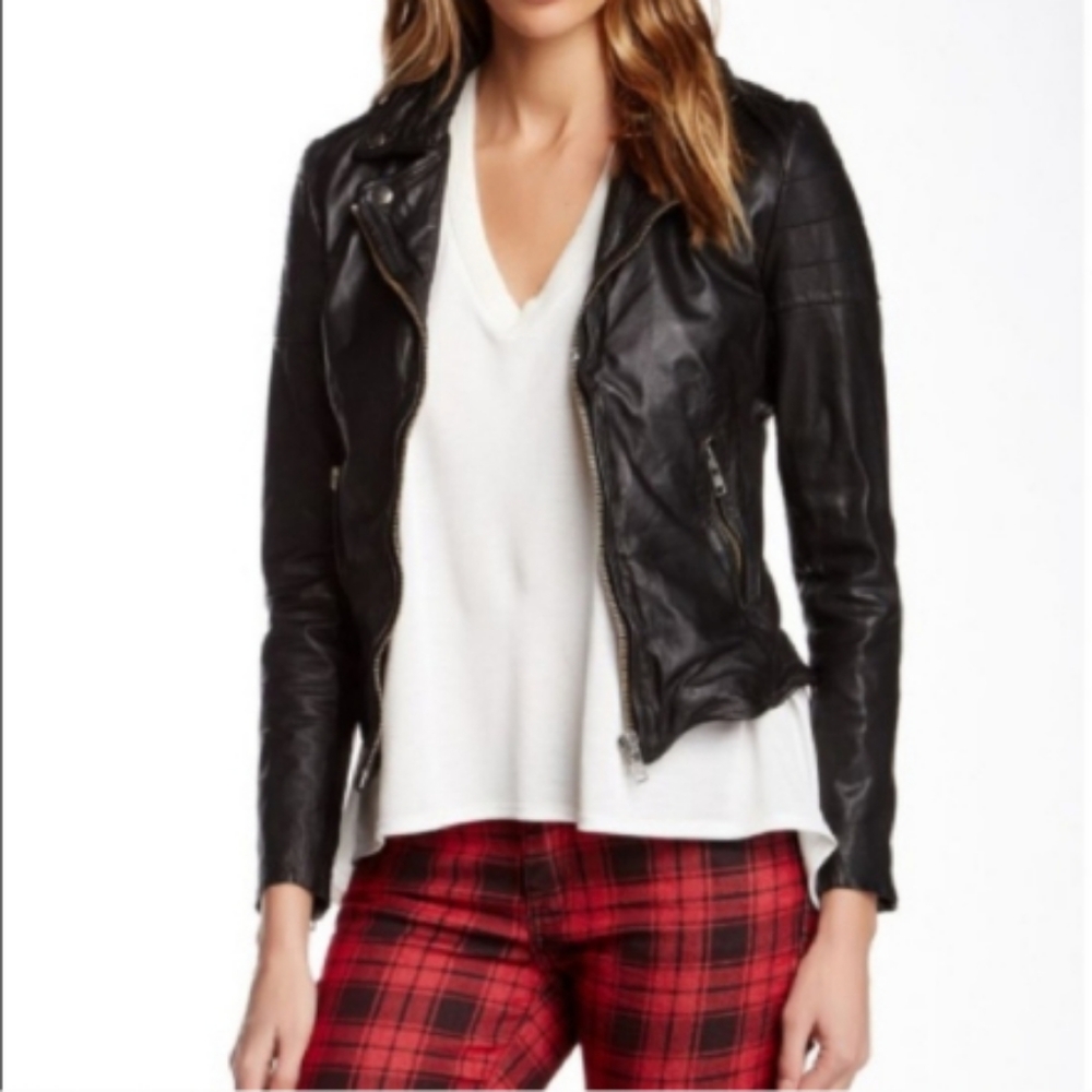 MUUBAA Presley Leather Biker Jacket | Black